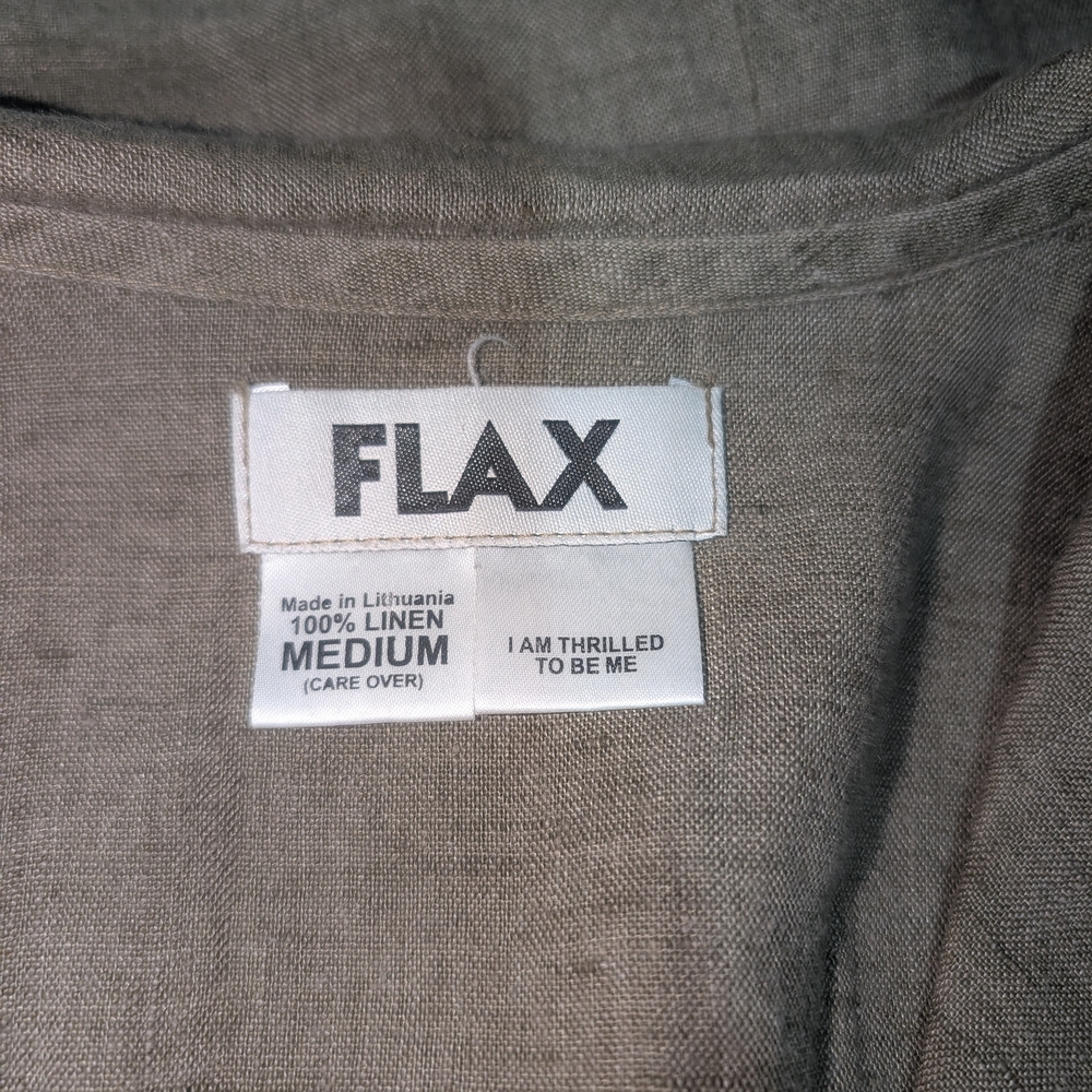 Flax Olive Green Button-Up Linen Top Size medium - Picture 6 of 6